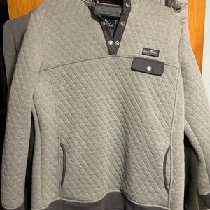 Gray Quilted Pullover with Button Accents